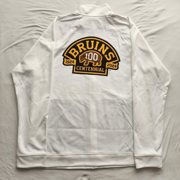 Boston Bruins 100 Centennial White Full Zip Jacket Sweatshirt - Rare - Picture 2 of 12